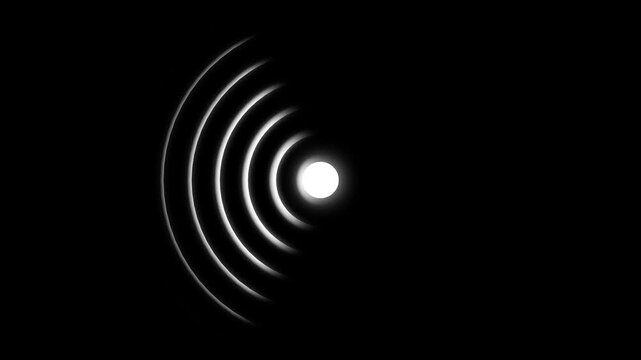 Abstract radio Wave signal animation on black background 4k. Wireless network wave transmission motion background 4k.