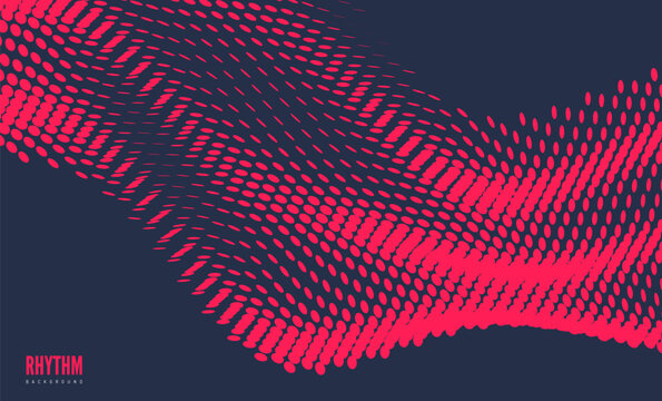 Dynamics particles. Abstract wavy background. Wave with connected dots. Big data. 3D grid surface. Illustration for brochure, poster, cover, presentation, flyer or banner.