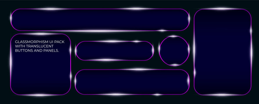  Translucent glass boxes with crystal-clear UI components featuring smooth liquid effects for futuristic app and game interface layouts