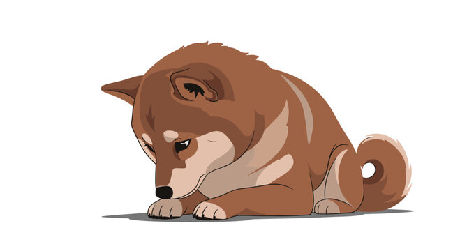 Sad Shiba Inu dog looking down with a dejected posture conveys deep feelings of loneliness, disappointment, and emotional hurt.