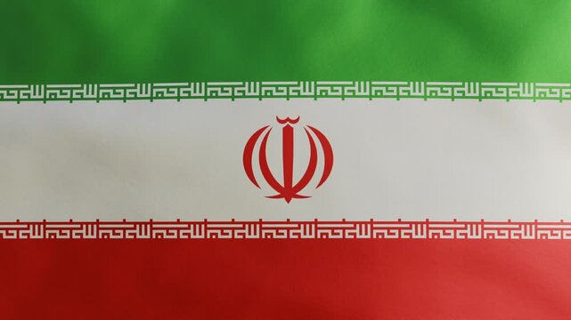 Iranian flag waving in wind close up, background 4K video render