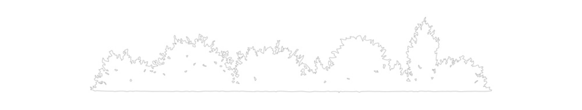 Minimalist bush line art vector, hand drawn garden shrubbery sketch, architectural landscape vegetation outline, botanical hedge border illustration