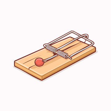 Wooden mousetrap with metal spring and bait holder