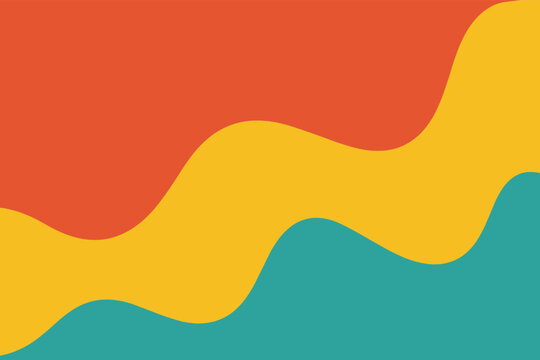 Abstract background with flowing waves in red orange yellow and teal colors organic shapes color blocking