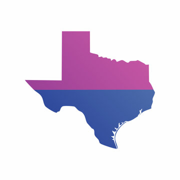 Texas Map with Bisexual Pride Flag Colors