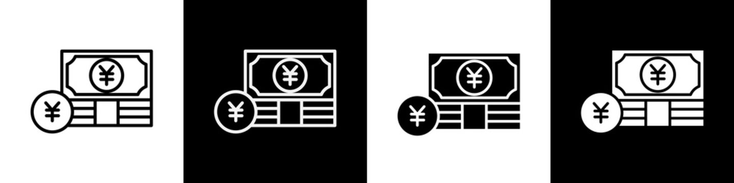 Yen black and white icon design concept