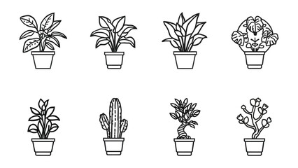 Assortment of potted plants: A diverse array of potted plants, rendered in sleek monochrome, stands as a testament to the beauty and tranquility of indoor greenery. © abidakhatun