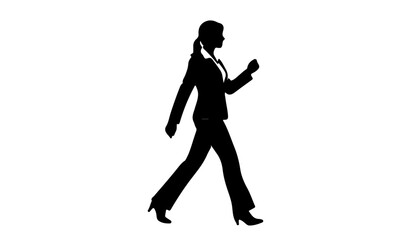 Obraz premium Silhouette of a Professional Businesswoman Walking Confidently in Suit and Heels