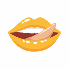 Obraz premium Yellow Lips with Tongue Out