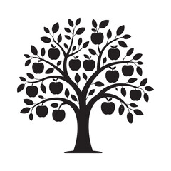 Apple tree silhouette with fruit black on white background © ABDULLA