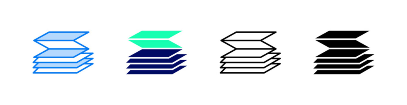 Continuous Feed Paper Multiple Style Icon Set Vector 