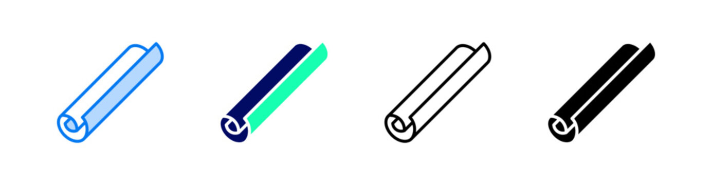 Paper Roll Multiple Style Icon Set Vector 