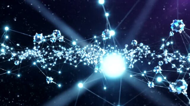 Glowing network connections in space.