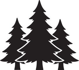 Fototapeta premium Three black silhouette Christmas trees standing together Vector