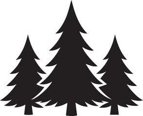 Fototapeta premium Three black silhouette pine trees standing together Vector