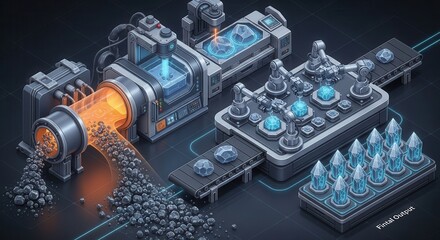 Fototapeta premium Advanced modular factory with energy crystal processing units