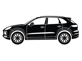 Obraz premium Side view silhouette of a modern luxury suv car black vector illustration of a sport utility vehicle