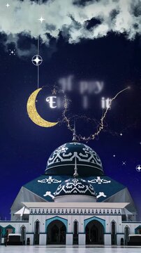 Eid Ramadan Blue and White Moden Greeting Video Story