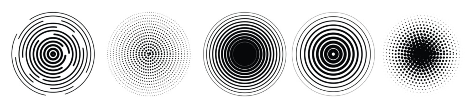 black linear concentric circle set dotted and dashed sound 