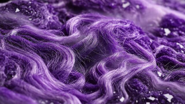 Sensory Macro Cinematic Close-up of Vibrant Charoite Fibrous Purple Mineral with Swirling Texture