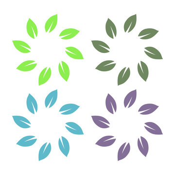 GREEN LEAVES IN CIRCLE SIGN SYMBOL LOGO VECTOR