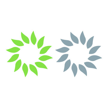 GREEN LEAVES IN CIRCLE SIGN SYMBOL LOGO VECTOR