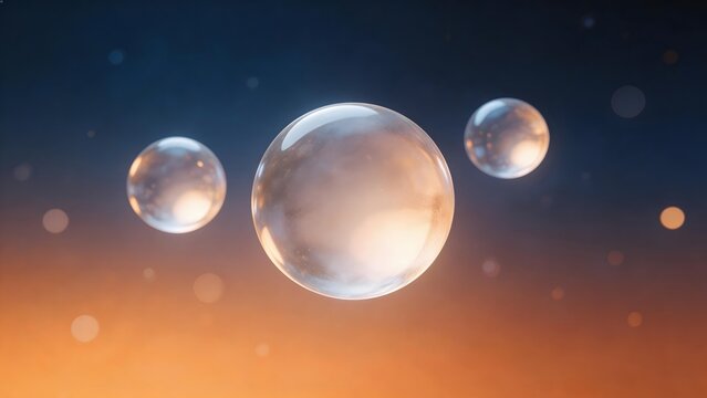 Floating transparent spheres in space