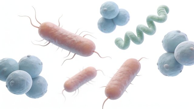 Microscopic bacteria and cells
