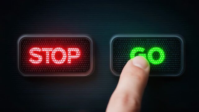 finger touch digital glowing go button animation