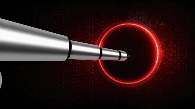 robot finger touch digital glowing vote button animation