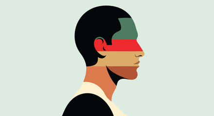 Abstract profile portrait with color bars © UDIN BADEG