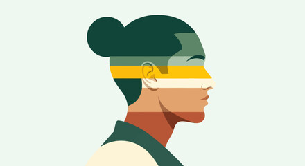 Abstract profile portrait with color stripes © UDIN BADEG