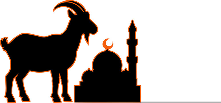 Bold Eid Goat & Mosque Vector