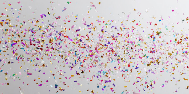Vibrant Multicolored Confetti Explosion on a White Background