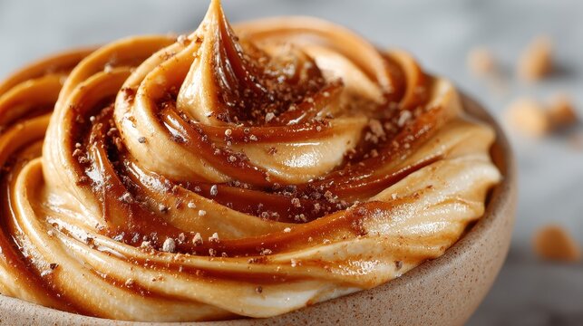 Delicious Caramel Swirl Dessert Topped with Sprinkles Close Up