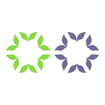 GREEN LEAVES IN CIRCLE SIGN SYMBOL LOGO VECTOR