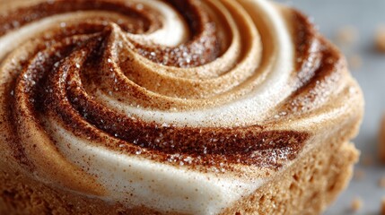 Fototapeta premium Delicious Caramel Swirl Cupcake with Sprinkles Macro Close-up