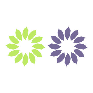 GREEN LEAVES IN CIRCLE SIGN SYMBOL LOGO VECTOR