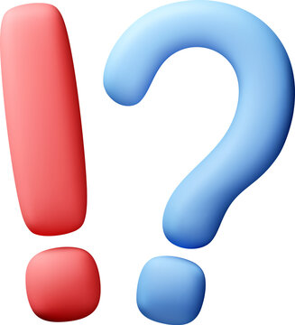 Exclamation mark and question mark 3d.