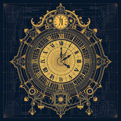 Obraz premium Celestial Chronometer Blueprint