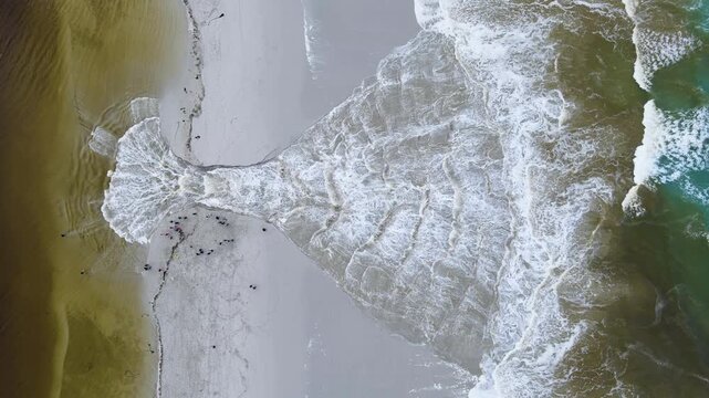 Kleinriver Estuary Breach of 12 August 2025 Filmed at 09:17. Hermanus, South Africa.