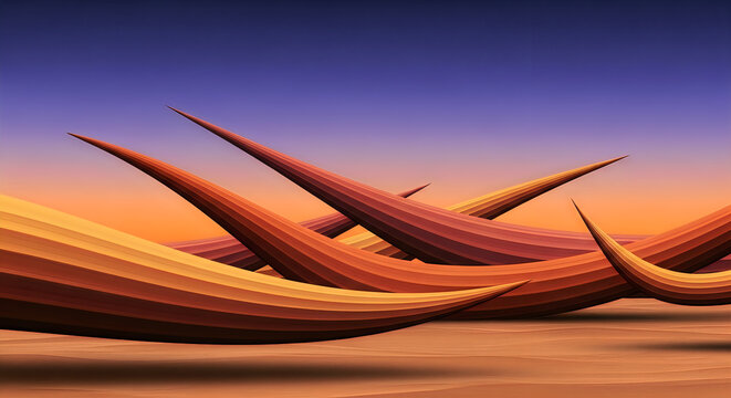 Three stylized pterodactyls flying over desert landscape at sunset Vector