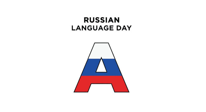 Vector illustration celebrating Russian Language Day with the letter A in Russian flag colors