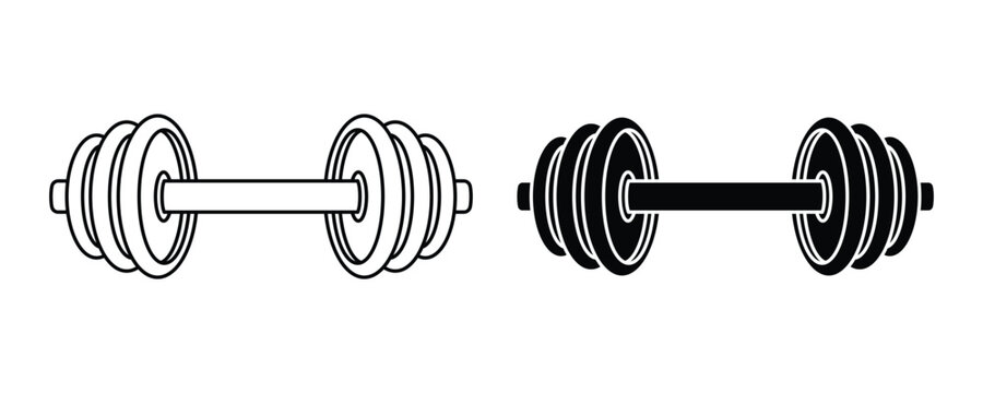 Dumbbell Icon Set &ndash; Gym Weights, Fitness Training & Workout Equipment Vector Collection