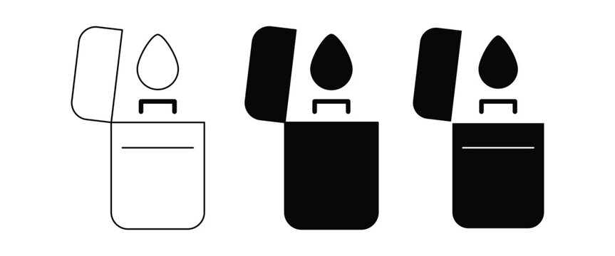 Gas Lighter Icon Set &ndash; Flame, Spark & Ignition Tool Vector Collection