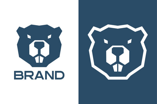 Abstract Geometric Beaver Head Logo Vector, Modern Minimalist Rodent Mascot Brand Identity Template