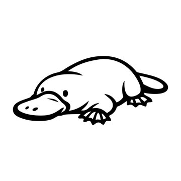 Logotipo fauna australiana. Dibujo minimalista con l&iacute;neas de un ornitorrinco 