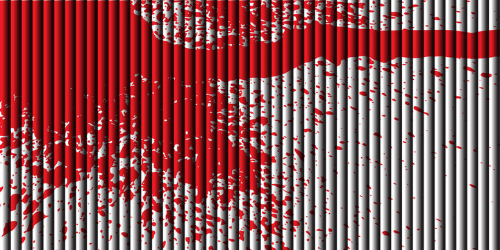 Abstract background of vertical white and gray stripes with dramatic red paint splatters, energetic and violent artistic design, grunge texture.