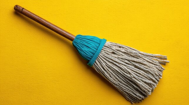 Nifty Cleaning Tool with Natural Fiber Bristles on Bright Yellow Background for Household or Commercial Use