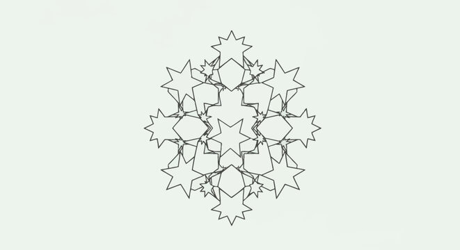 Minimalist Islamic geometric pattern featuring black line art stars and octagrams on a light background. Symmetrical mandala design inspired by traditional Arabic and Persian motifs.